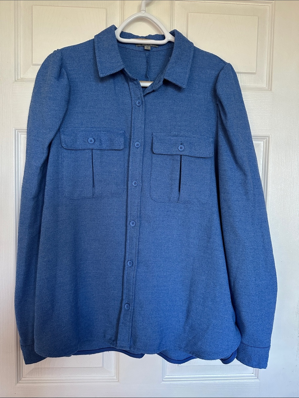 Ladies size L Mexx Blue Button-Up Shirt with puff sleeves